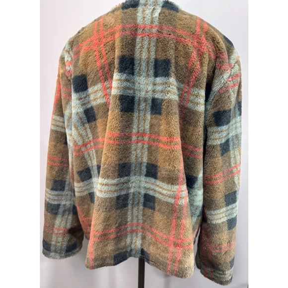 Cato Women's XLarge Faux Fur Blue Brown Pink Plaid Overcoat Barbie Academia - Picture 6 of 13